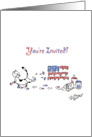 Fluffy the Cat celebrates July 4th - Party invitation card