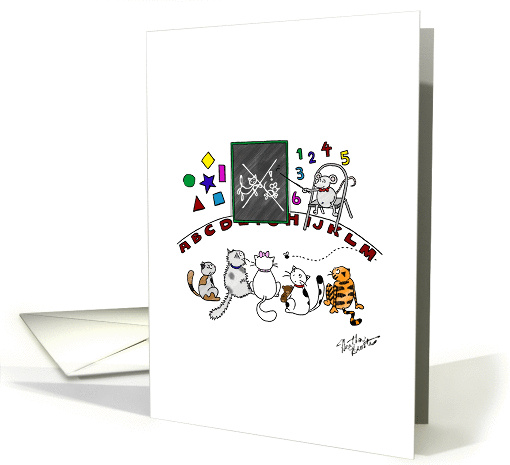 Cats in school - Thank you card for young student from teacher card