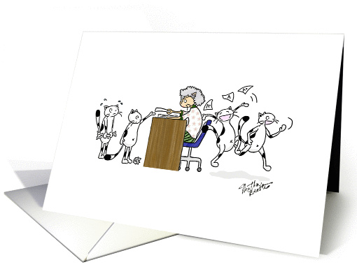 Cat in school - Thank you card for student from teacher card (833570)