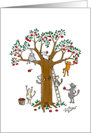 Cats picking apples - Thank you to student from teacher card