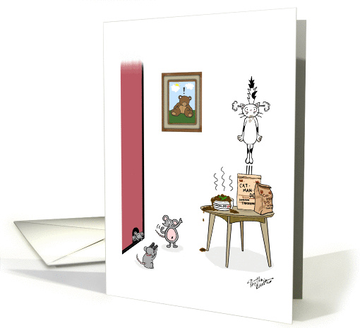 Cat eating Indian curry - Thank you for being there to boyfriend card
