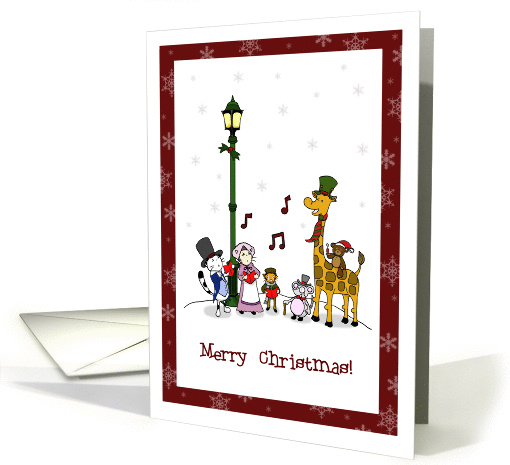Christmas cat carollers/carolling - Merry Christmas! card (842859)
