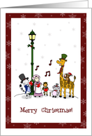 Christmas animals carolling - Merry Christmas to friend and family! card