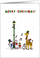 Christmas animals carolling - Merry Christmas to my colleague card