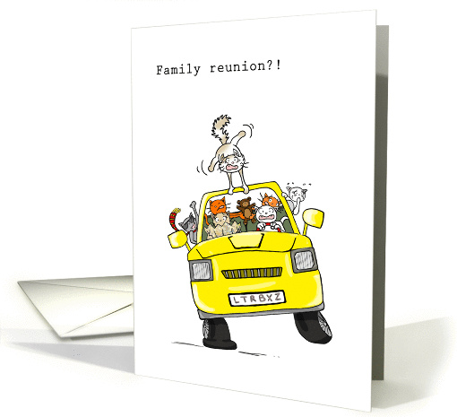 Family reunion invitation - Crazy cat family in car card (851073)