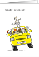 Family reunion invitation - Crazy cat family in car card