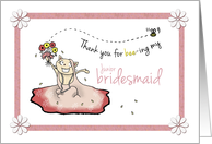 Thank you for being junior bridesmaid niece - Cute cat in dress card