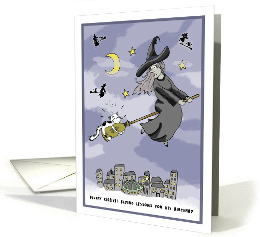 Happy Halloween on Birthday - Cat's Flying Lesson card (852467)