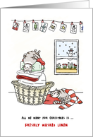 Merry Christmas for both of you - Cats sleep on freshly washed linen card