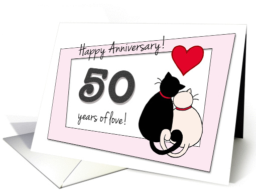 Happy 50th Anniversary General - Two cats in love card (859430)