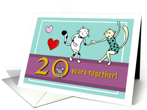 Happy 20th Wedding Anniversary - Two cats dancing card (859441)