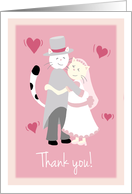 Thank you for being at our wedding - Bride and groom cat hugging card