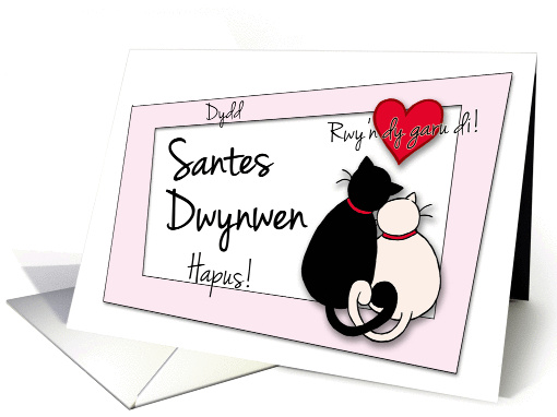 Happy St. Dwynwen's Day - Two Cats Hugging card (896781)