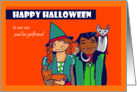 Halloween Witch and Vampire - Son and Girlfriend card
