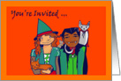 Halloween Party Invitation - Witch and Vampire card