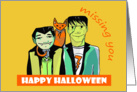 Dracula and Frankenstein - Missing You Halloween card