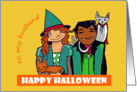 Halloween Husband - Interracial Couple with Pets card