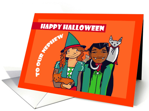 Happy Halloween Nephew - Witch and Vampire card (1320434)
