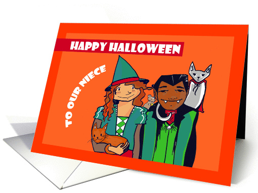 Happy Halloween Niece - Witch and Vampire card (1320436)