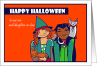 Halloween Son and Daughter in Law - witch and vampire card