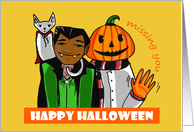 Missing You on Halloween - vampire and pumpkinhead card