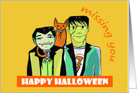 Dracula and Frankenstein - Missing You Halloween card