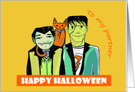 Happy Halloween Partner - Monster Couple card