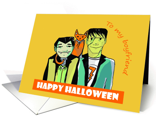 Halloween Boyfriend - Frankenstien and Dracula card (1321746)
