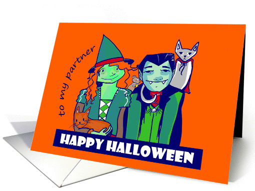 Halloween, witch and vampire - straight partner card (1321786)