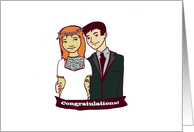 Congratulations - Asian Groom, White Bride card
