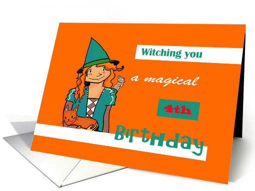 Happy 4th Birthday - Witch card (1379498)