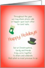 Happy Holidays Original Poetry with Stocking and Hat card