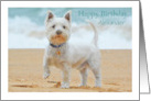 Happy Birthday Westie on the Beach customizable card