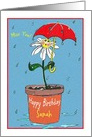 Happy Birthday Flower - Miss You! Custom Name card