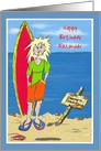 Birthday Customisable Text Front Card - Surfer By the Sea card