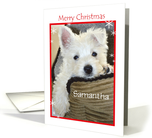 Merry Christmas Cute Puppy - Customisable Name card (1187560)