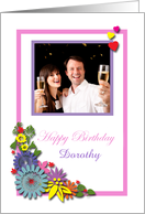 Happy Birthday - Flowers & Hearts - customisable photo & name card