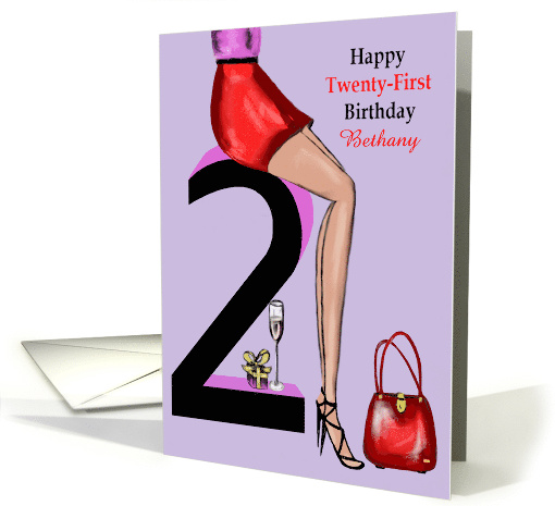 Twenty-First Birthday Party Girl Customizable card (1598272)