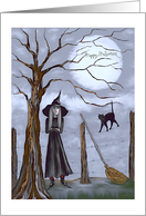 Happy Halloween Witch and her Black Cat card