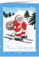 Merry Christmas-Skiing Santa card