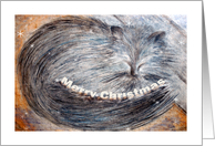 Merry Christmas - Sleeping Cat On A Mat card