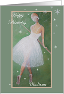 Happy Birthday-Beautiful Dancer-Ballerina. Customizable name card. card