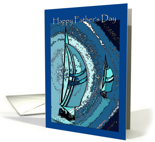 Happy Father's Day- Yachts in ocean swirls card (933265)