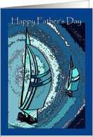 Happy Father’s Day- Yachts in ocean swirls card