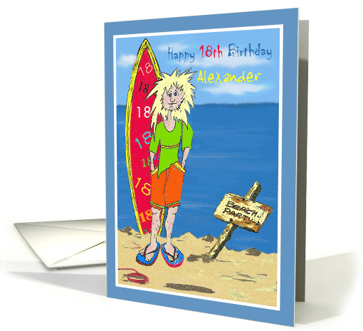 18th Birthday-Surfer Customizable Name card (937732)