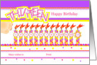 Happy 13th Birthday, Cake with 13 Candles card