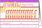 Happy 14th Birthday, Cake with 14 Candles card