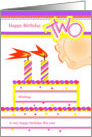 Happy 2nd Birthday, Cake with 2 Candles card