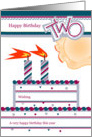 Happy 2nd Birthday, Cake with 2 Candles card