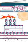 Happy 3rd Birthday, Cake with 3 Candles card